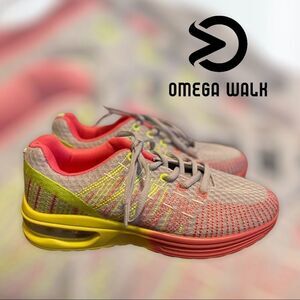 Omega Walk Hot Pink Yellow Sneakers 7